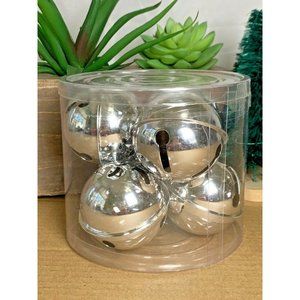 6 Silver Metal 2.37" Bells Sleigh Jingle Bells Christmas Holiday Crafts